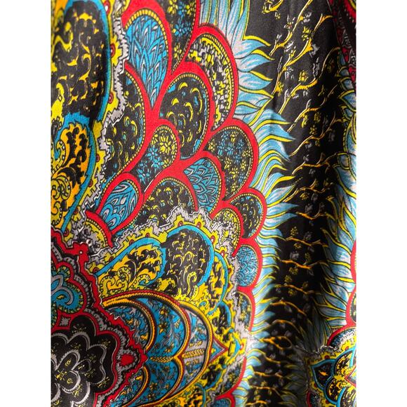 Vibrant Multicolor V-Neck Maxi Dress – Boho Style, Made in India -One Size - Picture 12 of 14